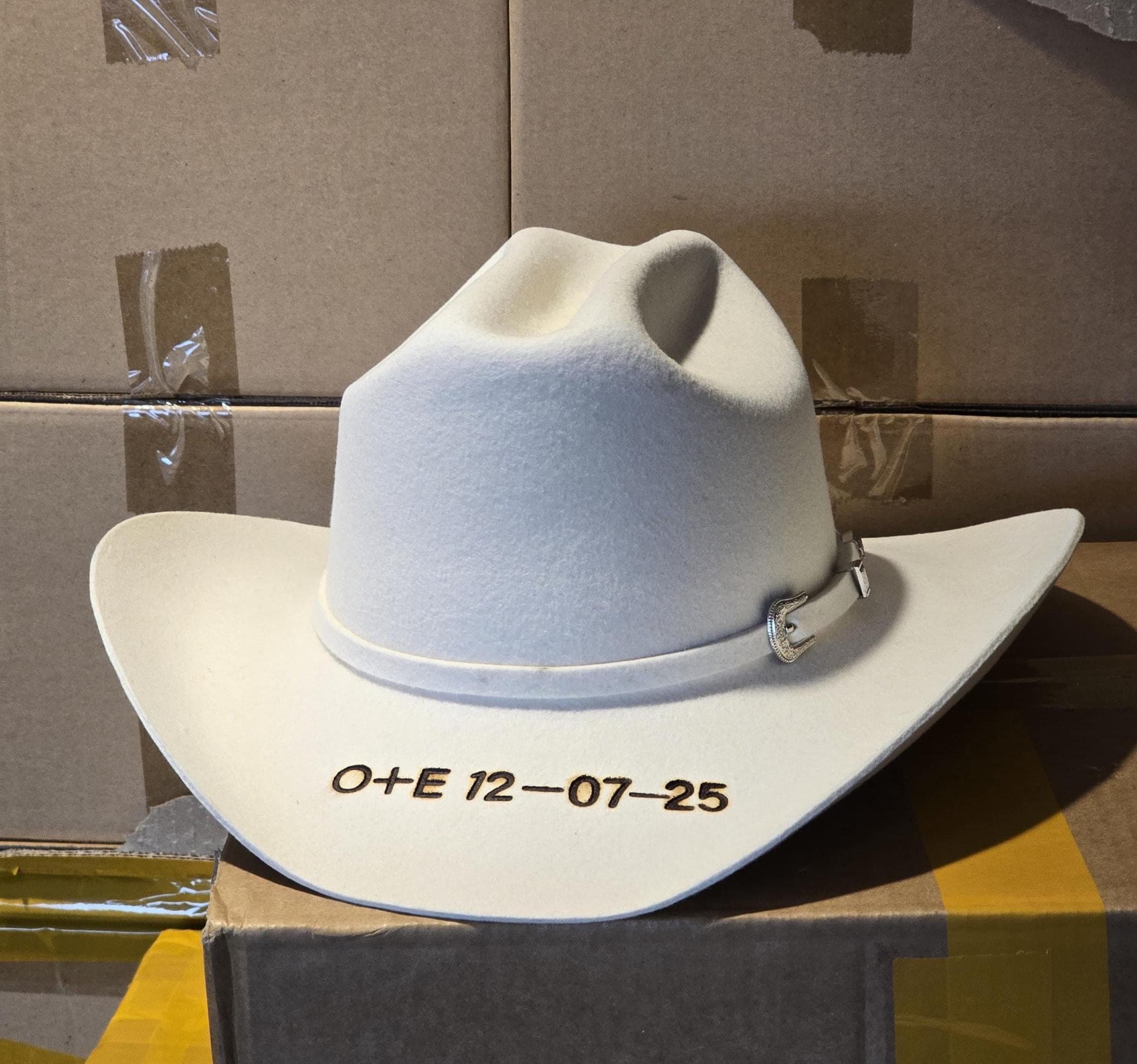 Felt Cowboy Hat with Adjustable Strap - Fits 6 7/8 to 7 1/4 Lanzom Felt Cowboy Hat with Wide Brim and Belt Buckle - Size  main image 3