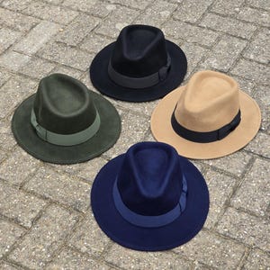 Fedora Hat Pure Wool Men's Hat Authentic 1940s Retro Vintage Style with authentic Fedora hat's Men's Grosgrain Band