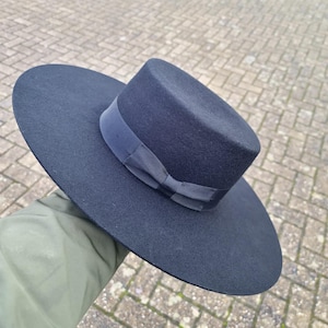 Gepersonaliseerde Spaanse bolero-hoed van wolvilt klassieke brede rand Gaucho-hoed van 100% wol met stijve rand voor heren Aanpasbaar met branding ijzer.