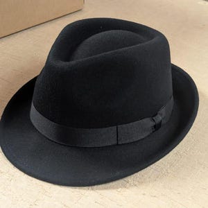 Personaliseer je trilbyhoed Elegante 100% wollen trilbyhoed waterdicht Kruimelbaar handgemaakt met grosgrain band Aanpassen met ons brandingijzer