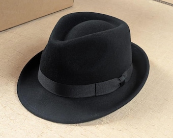 Personalized Wool Trilby Hat: Handmade Crushable Waterproof Grosgrain Band