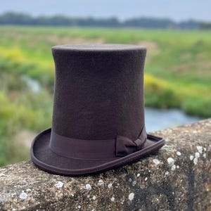 Top Hat High Crown Victorian  Black Steampunk Dapper Gentlemens Accessory