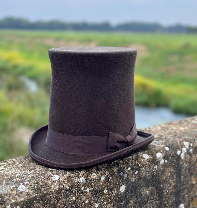 Top Hat High Crown Victorian  Black Steampunk Dapper Gentlemens Accessory