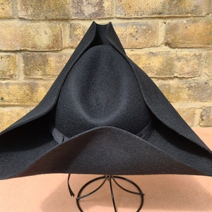 Personalized Black Wool Felt Tricorn Hat: Handcrafted Colonial Style