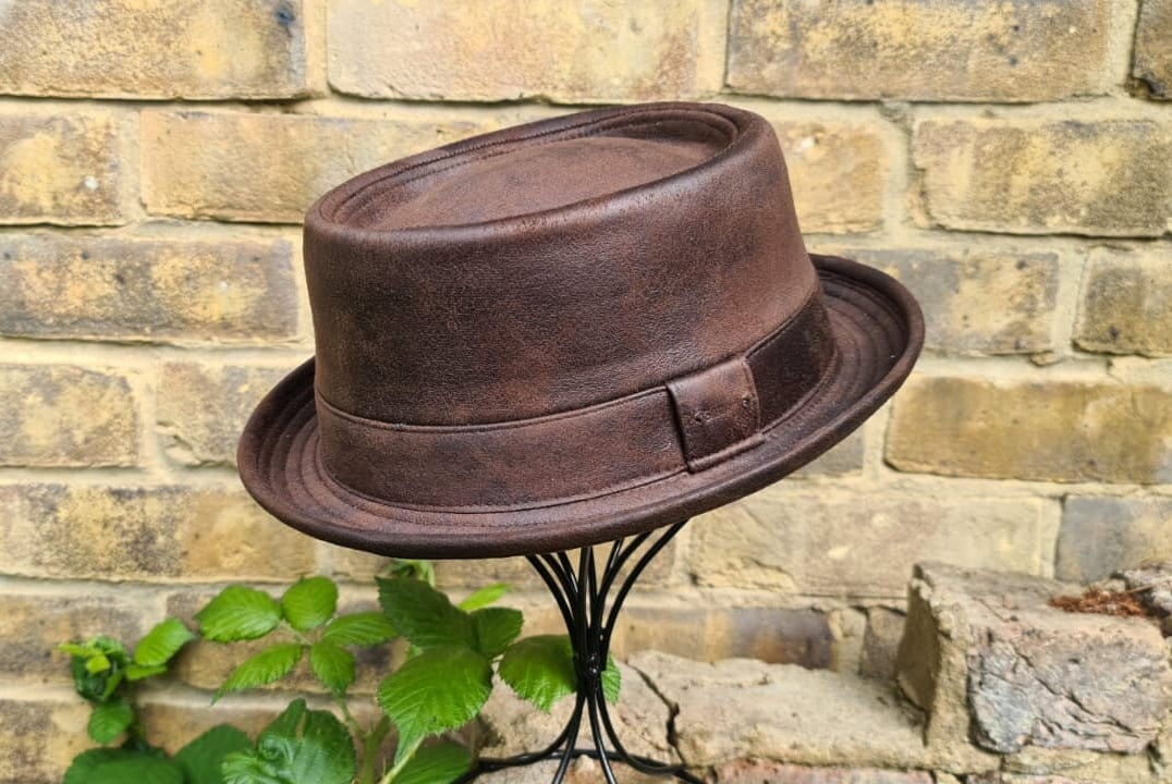 Pork Pie Hat Unisex Vintage Leather Look Pork Pie Hat Men Etsy UK