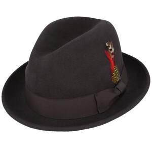 Woolen Hat Pork Pie Black Wool Vintage Denim Hat with Dyeing Tape GeorgeB