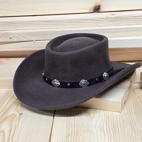 Chapeau Gambler personnalisable en feutre de laine : cowboy à bord large avec boucle