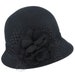 ladies Wool Felt Cloche Hat Ladies Chic Vintage Flower Mesh Yarn Adjustable Crushable Rainproof Classic 