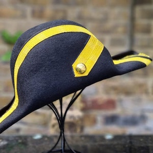 Handcrafted Wool Felt Tricorn Hat: Pirate or Military Style, Custom Branding Available