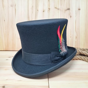 Personaliseer je hoge hoed – handgemaakte luxe 100% wolvilt hoge hoed in Victoriaanse stijl, 15 cm hoog, aangepaste branding luxe, handgemaakt
