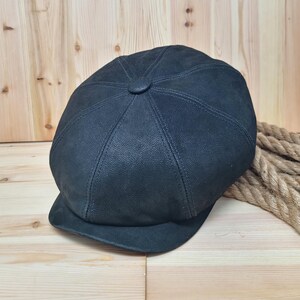 Newsboy Cap Handcrafted Sheepskin Leather 100%Genuine  Peaky Blinder Eight-Panel design, Iron Branding, Baker Boy Spitfire Hat