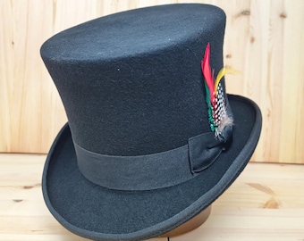 Handcrafted Wool Felt Top Hat: Victorian Style, Customizable Branding