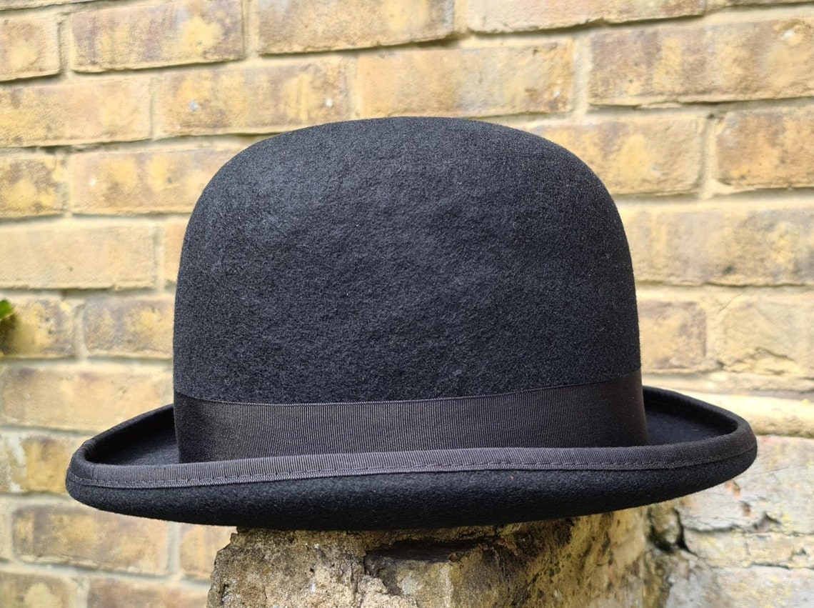 Tall Bowler hat Oversized Tall Bowler Hat Black Unisex Wool Etsy