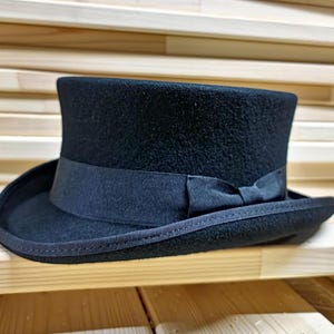 Dead Man Top Hat short top hat Mid-Crown Ascot Victorian Steampunk wedding hat luxurious wool felt hat, branding iron
