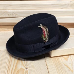 Personaliseer je fedorahoed Crushable Wool C-Crown Trilby Hat Wool Premium uniseks Fedora Fedora Jazz Porkpie-stijl met korte rand en branding Iron