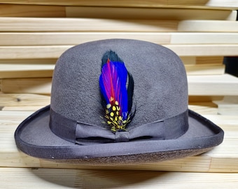 Handcrafted Wool Felt Bowler Hat: Mocha Brown, Custom Branding Iron