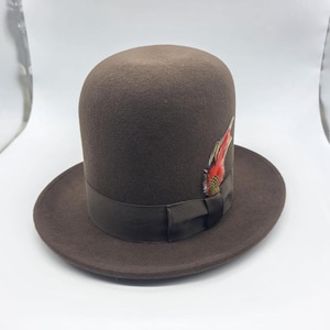 Tall Wool Bowler Hat: Erykah Badu Style, Handcrafted, 20cm Crown
