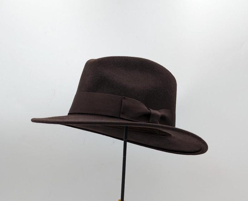 Fedora Hat Pure Wool Men's Hat Authentic 1940s Retro Vintage Style with authentic Fedora hat's Men's Grosgrain Band