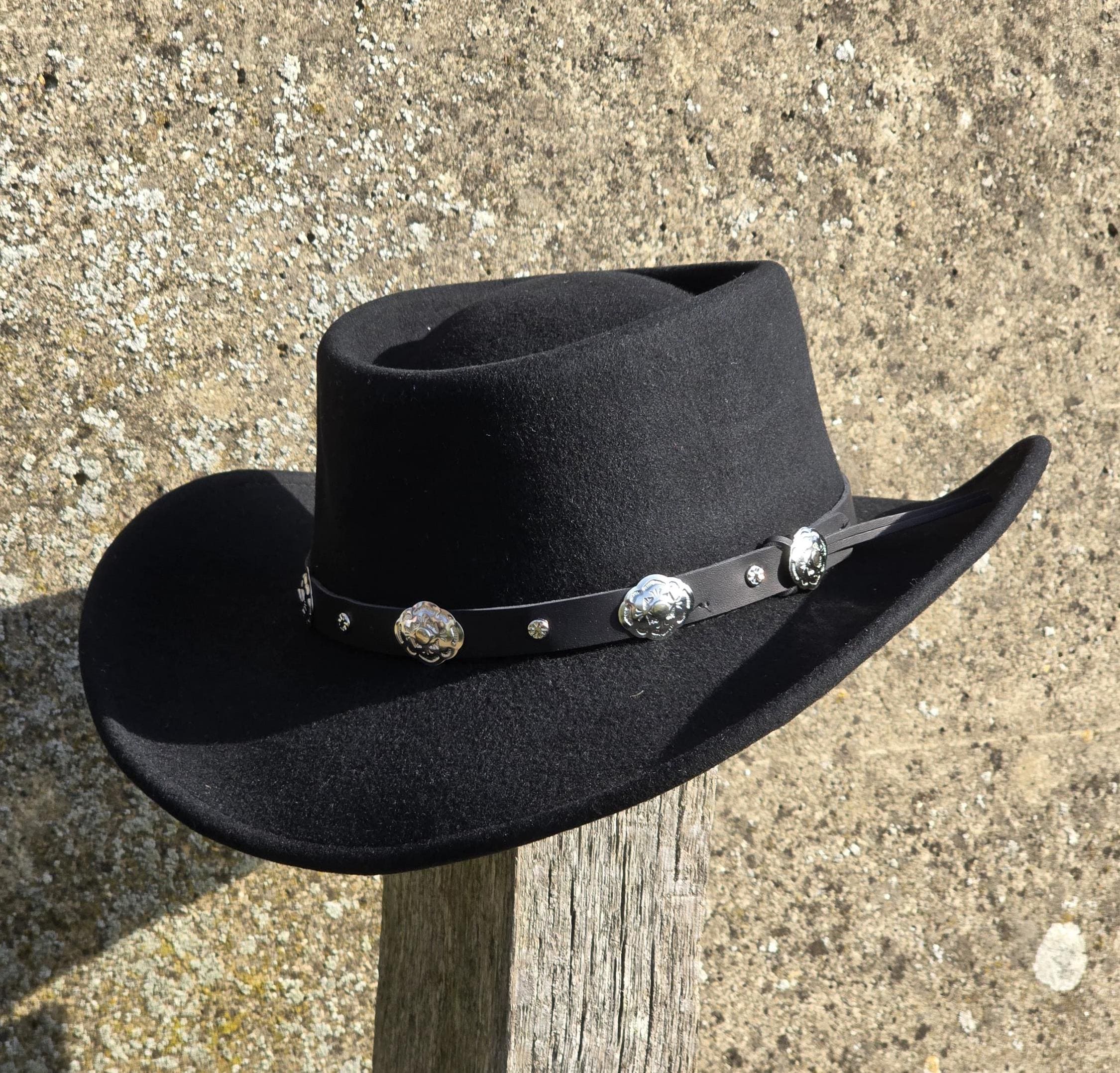 Crushable Wool Felt Cowboy Hat in Black Gambler Fedora Made In The USA Crushable_Black_Wool_Felt_Gamb  main image 3