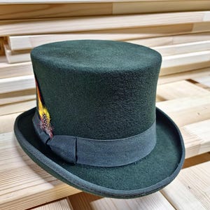 Aanpasbare hoge hoed van wolvilt: luxe handgemaakt, te personaliseren met branding, Victoriaanse hoge hoed thema elegante steampunk hoge hoed