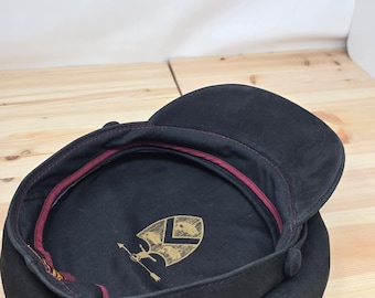 Vintage Sheepskin Leather Captain Cap: Black Breton Sailor