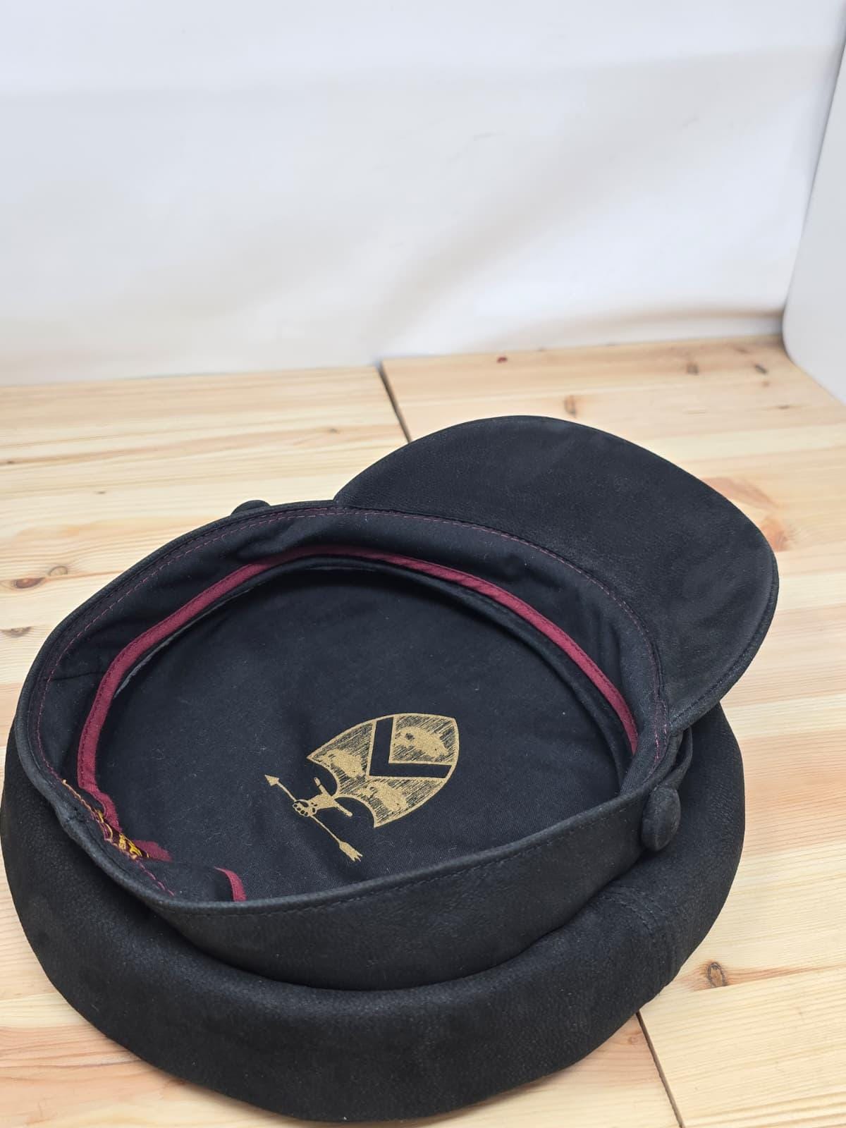 Vintage Sheepskin Leather Captain Cap: Black Breton Sailor