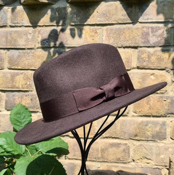 Classic Mens Fedora Hat Authentic 1940s Look Dark Brown Pure Etsy