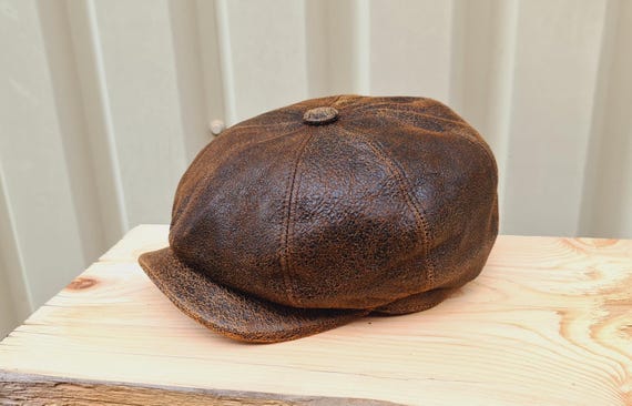 Handcrafted Sheepskin Leather Newsboy Cap: Customizable 8-Panel Baker Boy S/XXL