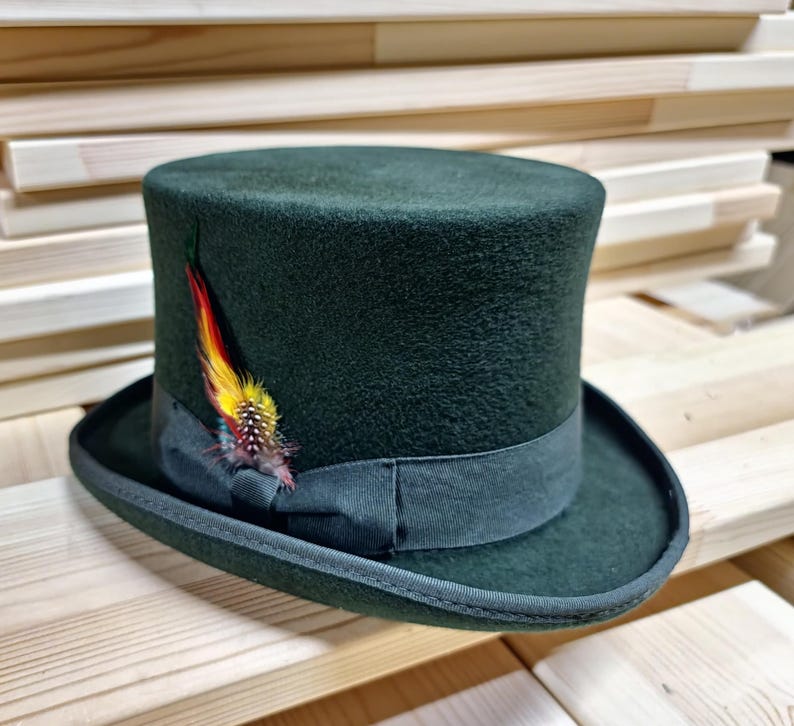 Wool Felt Top Hat: Luxurious Handcrafted Personalize It with a Branding Iron by Your Wool Felt Victorian Top Hat Initials