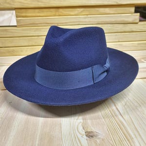 Fedora Hat Classic Wide Stiff Brim Snap-Brim Fedora Hat 100% Premium Wool withAuthentic Grosgrain Band and Custom Branding