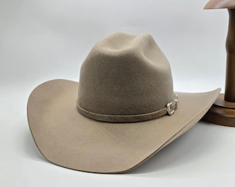 Classic Stiff Wool Cowboy Hat, Custom Branding Option, Wide Brim Western Rancher Style
