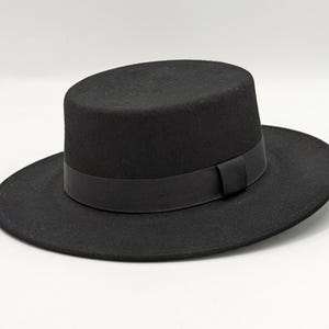 Personalised Wool Felt Boater Hat: Wide Brim Classic Boater Hat with Custom Branding