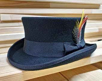 Wool Felt Top Hat: Steampunk Victorian Wedding Hat with Branding Iron