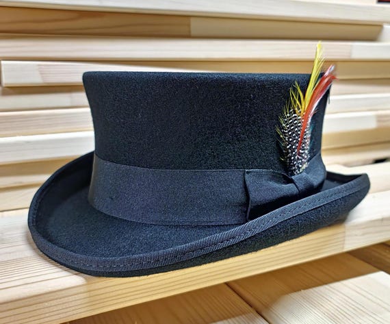 Wool Felt Top Hat: Steampunk Victorian Wedding Hat with Branding Iron