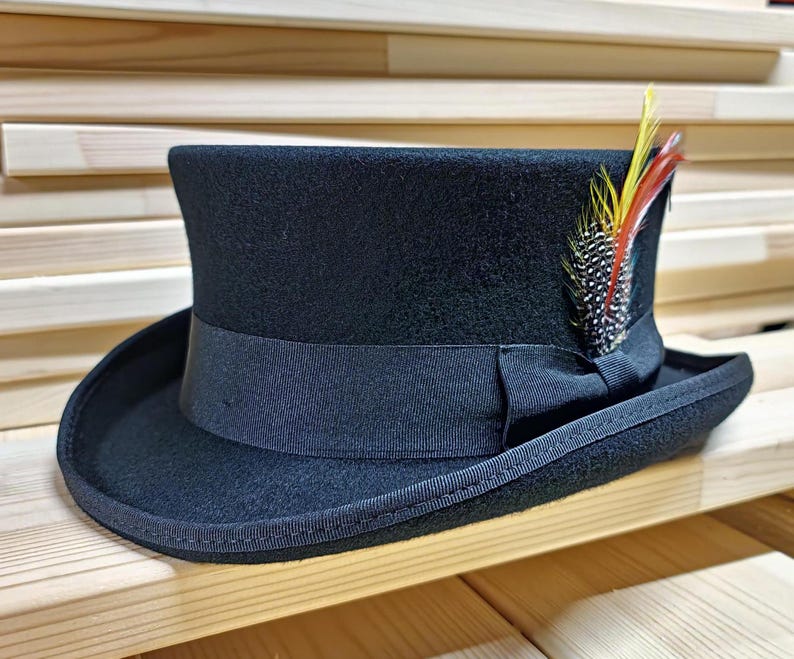 Dead Man Top Hat short top hat Mid-Crown Ascot Victorian Steampunk wedding hat luxurious wool felt Quality