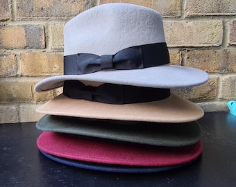 Crushable wolvilt fedora: Indiana Jones-stijl jaren 40, grosgrain band