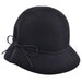 Ladies Vintage Cloche Hat Wool Felt Stylish Double Band Knot Crushable Rainproof 