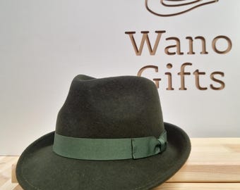 Handgemaakte plooibare wolvilt trilbyhoed: grosgrain band, waterafstotend