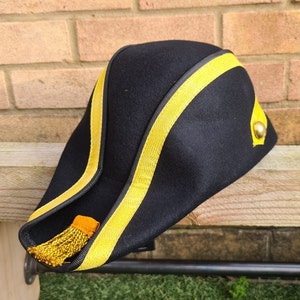 Handcrafted Wool Felt Bicorn Hat: Pirate, Military Style, Custom Branding