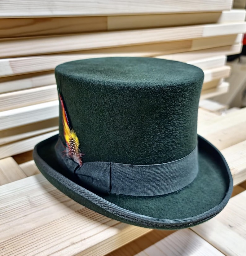 Wool Felt Top Hat: Luxurious Handcrafted Personalize It with a Branding Iron by Your Wool Felt Victorian Top Hat Initials