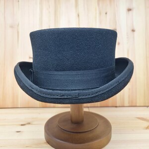 Top Hat Dead Man short top 10cm tall Mid-Crown Ascot Victorian Steampunk wedding hat luxurious wool felt hat, branding iron