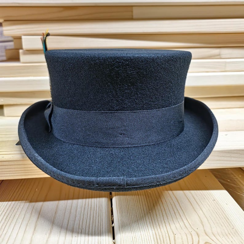 Dead Man Top Hat short top hat Mid-Crown Ascot Victorian Steampunk wedding hat luxurious wool felt Quality