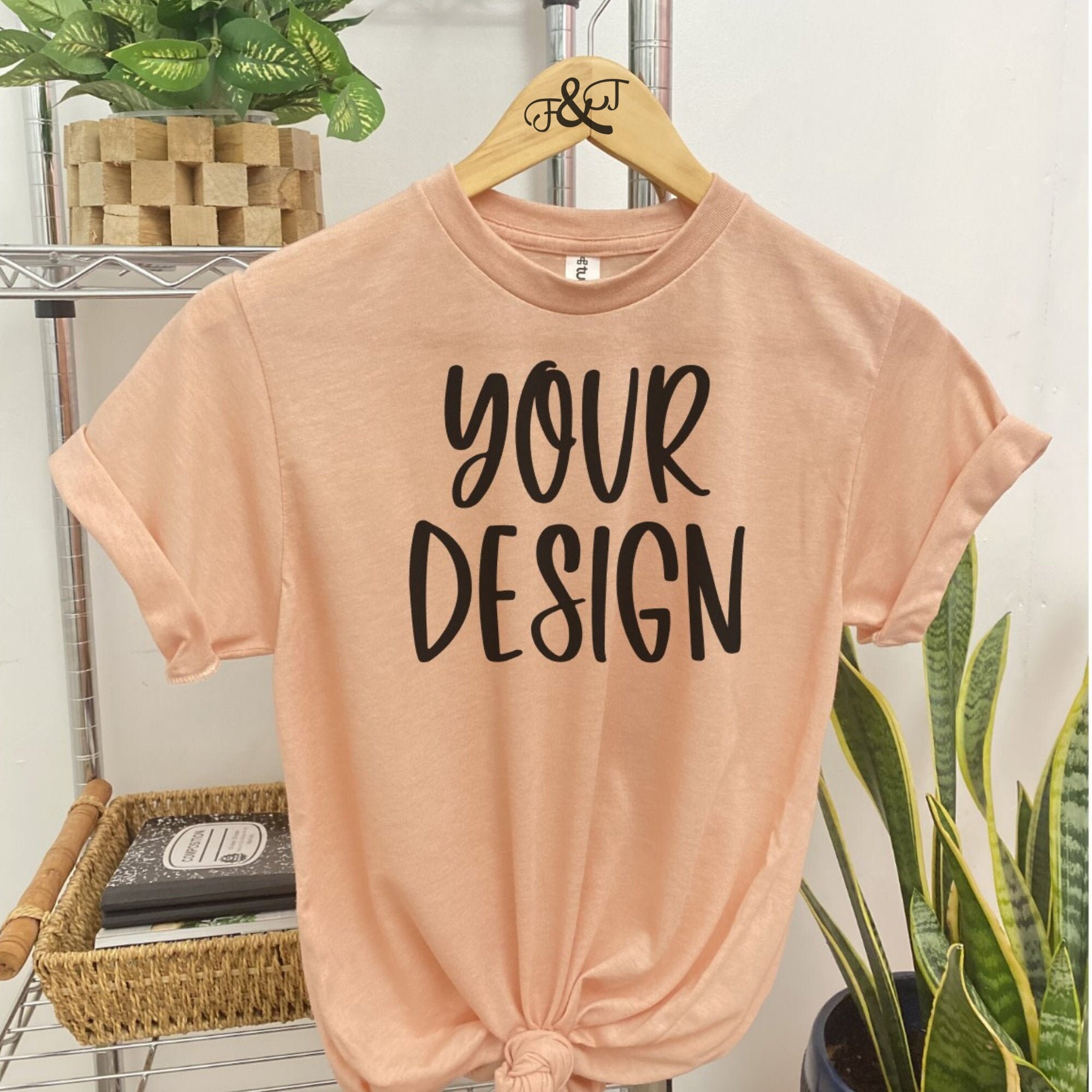 Minimal Tultex 241 Heather Peach Tshirt Mock UP Etsy