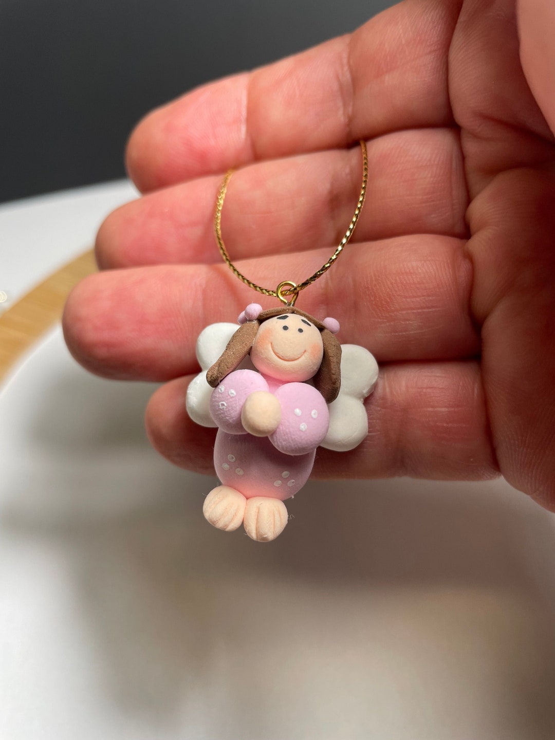CLAY MINIATURE ANGEL - Miniature Handmade Pink Clay Angel - Etsy