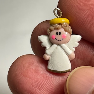 CLAY MINIATURE ANGEL - Handmade Clay Angel Pendant - Cute Clay Miniature Angel - Unique Clay White Angel - Tiny Angel - Angel Decoration