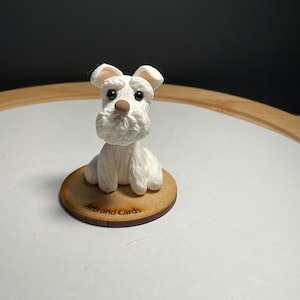 CLAY SCHNAUZER DOG - Unique Clay White Schnauzer Handmade Dog - Decor Cute Clay Schnauzer - Decorative Schnauzer Figurine
