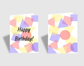 Happy Birthday! or Blank Abstract Art, Shapes A6 Card