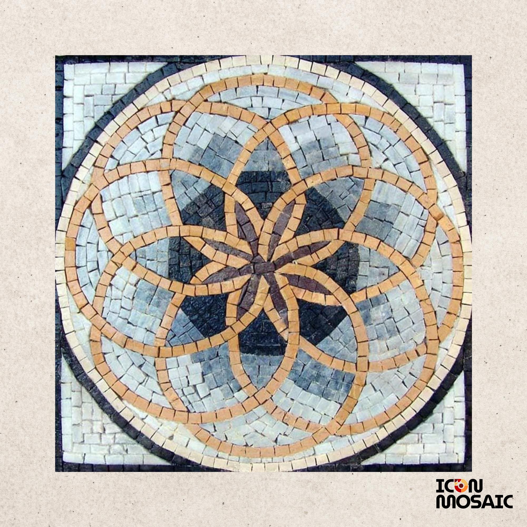 Handmade Marble Mosaic Geometric Wall Art, Natural Stone Floor Tile ...