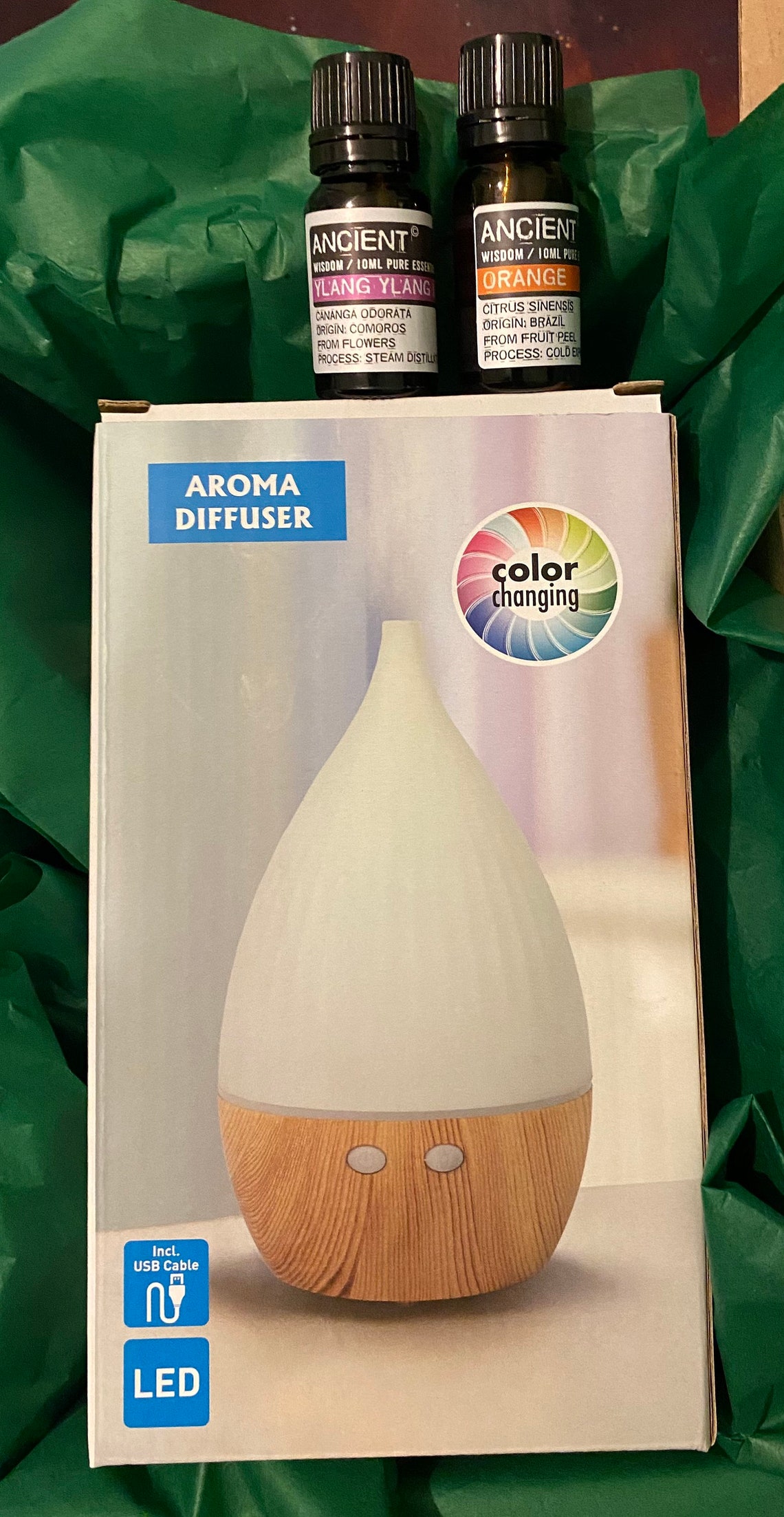 Essential Oil Diffuser Gift Set LED Ultrasonic USB Air Etsy UK