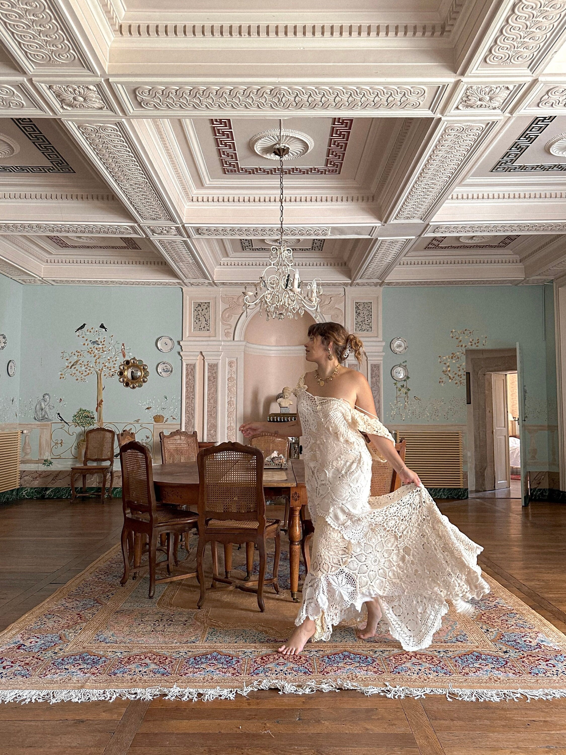 crochet doily wedding dress Crochet Doily Over Dress Alice Halliday Couture
